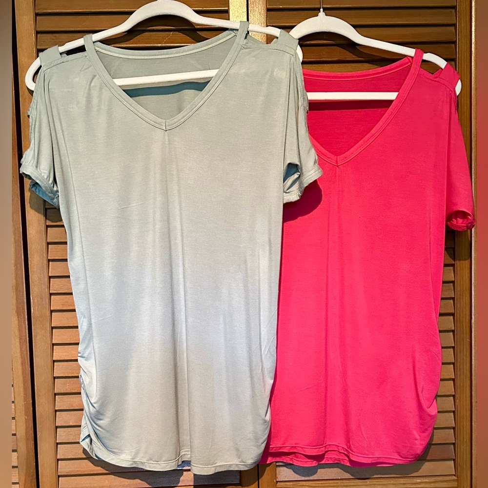 Hotapei Women’s V Neck T Shirts. The price is for both.